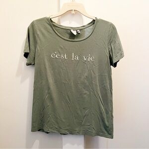 Ichi C’est La‎ Vie Green Short Sleeve Cotton Tee